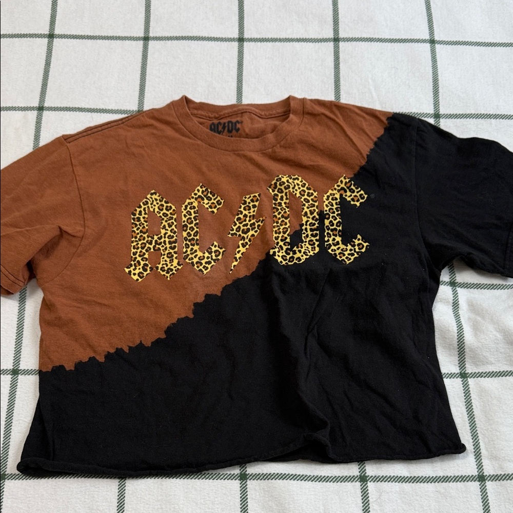 AC/DC Brown and Black Crop Top